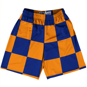 Checkerboard 5 Inches Blue Royal and Tennessee Orange Lacrosse Shorts Made In USA Checkerboard 5 Inches Blue Royal and Tennessee Orange Lacrosse Shorts Made In USA
