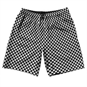 Checkerboard Half Inch Black and White 10" Swim Shorts Made in USA