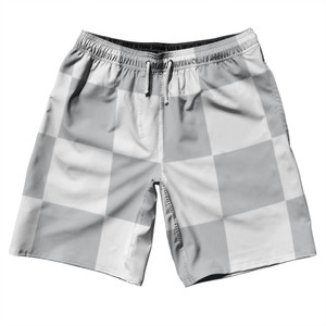 Checkerboard 5 Inches Grey Medium and White 10" Swim Shorts Made in USA