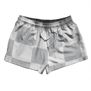 Checkerboard 5 Inches Grey Medium and White 2.5" Swim Shorts Made in USA