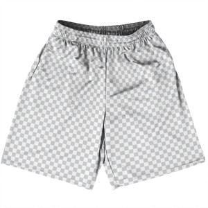 Checkerboard Half Inch Grey Medium and White Basketball Practice Shorts Made In USA