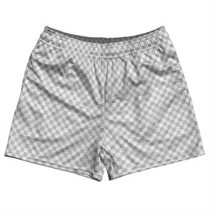 Checkerboard Half Inch Grey Medium and White Rugby Shorts Made In USA