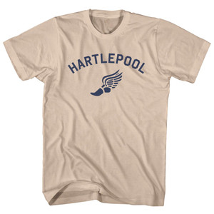 Hartlepool Running Track Winged Foot Adult Cotton T-shirt - Creme Hartlepool Running Track Winged Foot Adult Cotton T-shirt - Creme