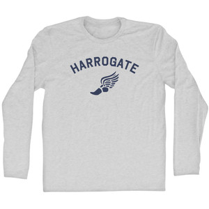 Harrogate Running Track Winged Foot Adult Cotton Long Sleeve T-shirt - Grey Heather