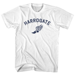 Harrogate Running Track Winged Foot Womens Cotton Junior Cut T-Shirt - White Harrogate Running Track Winged Foot Womens Cotton Junior Cut T-Shirt - White