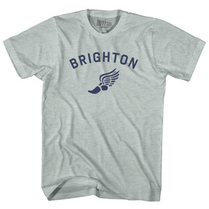 Brighton Running Track Winged Foot Adult Tri-Blend T-shirt - Athletic Cool Grey Brighton Running Track Winged Foot Adult Tri-Blend T-shirt - Athletic Cool Grey