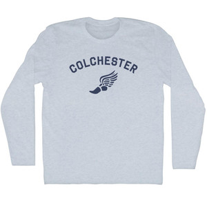 Colchester Running Track Winged Foot Adult Tri-Blend Long Sleeve T-shirt - Athletic White