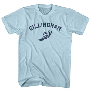 Gillingham Running Track Winged Foot Adult Cotton T-shirt - Light Blue Gillingham Running Track Winged Foot Adult Cotton T-shirt - Light Blue