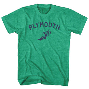 Plymouth Running Track Winged Foot Adult Tri-Blend T-shirt - Athletic Green Plymouth Running Track Winged Foot Adult Tri-Blend T-shirt - Athletic Green