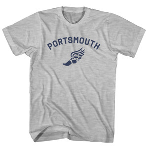 Portsmouth Running Track Winged Foot Womens Cotton Junior Cut T-Shirt - Grey Heather Portsmouth Running Track Winged Foot Womens Cotton Junior Cut T-Shirt - Grey Heather