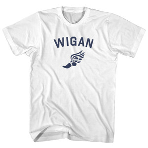 Wigan Running Track Winged Foot Adult Cotton T-shirt - White
