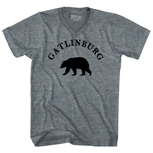 Gatlinburg Black Bear Tourist (Black Art) Tri-Blend V-neck Womens Junior Cut T-shirt - Athletic Grey Gatlinburg Black Bear Tourist (Black Art) Tri-Blend V-neck Womens Junior Cut T-shirt - Athletic Grey
