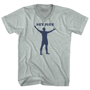Hey Jude Soccer Celebration Adult Tri-Blend V-neck T-shirt - Athletic Cool Grey Hey Jude Soccer Celebration Adult Tri-Blend V-neck T-shirt - Athletic Cool Grey