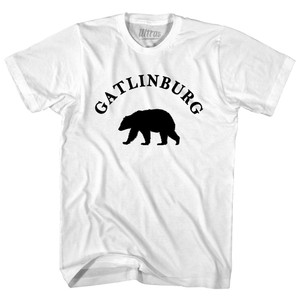 Gatlinburg Black Bear Tourist (Black Art) Adult Cotton T-shirt - White Gatlinburg Black Bear Tourist (Black Art) Adult Cotton T-shirt - White