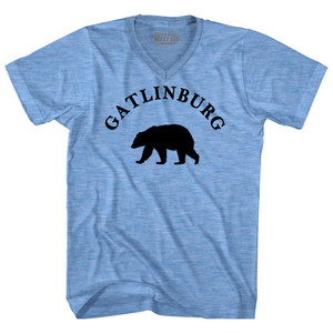 Gatlinburg Black Bear Tourist (Black Art) Adult Tri-Blend V-neck T-shirt - Athletic Blue Gatlinburg Black Bear Tourist (Black Art) Adult Tri-Blend V-neck T-shirt - Athletic Blue