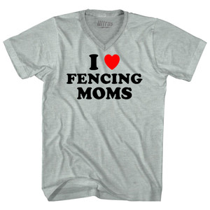 I Love Fencing Moms Adult Tri-Blend V-neck T-shirt - Athletic Cool Grey I Love Fencing Moms Adult Tri-Blend V-neck T-shirt - Athletic Cool Grey