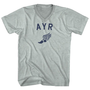 Ayr Running Track Winged Foot Adult Tri-Blend V-neck T-shirt - Athletic Cool Grey Ayr Running Track Winged Foot Adult Tri-Blend V-neck T-shirt - Athletic Cool Grey