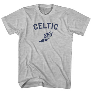 Celtic Running Track Winged Foot Adult Cotton T-shirt - Grey Heather Celtic Running Track Winged Foot Adult Cotton T-shirt - Grey Heather