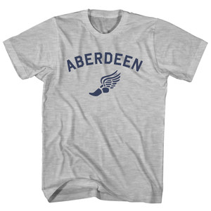Aberdeen Running Track Winged Foot Womens Cotton Junior Cut T-Shirt - Grey Heather Aberdeen Running Track Winged Foot Womens Cotton Junior Cut T-Shirt - Grey Heather