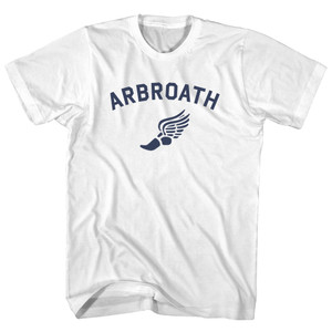 Arbroath Running Track Winged Foot Womens Cotton Junior Cut T-Shirt - White Arbroath Running Track Winged Foot Womens Cotton Junior Cut T-Shirt - White