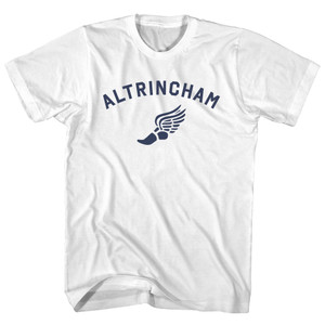 Altrincham Running Track Winged Foot Womens Cotton Junior Cut T-Shirt - White Altrincham Running Track Winged Foot Womens Cotton Junior Cut T-Shirt - White