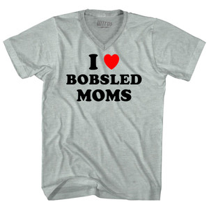 I Love Bobsled Moms Adult Tri-Blend V-neck T-shirt - Athletic Cool Grey I Love Bobsled Moms Adult Tri-Blend V-neck T-shirt - Athletic Cool Grey