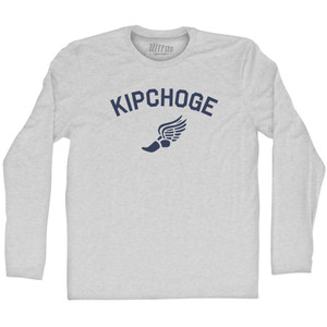 Kipchoge Running Track Winged Foot Adult Cotton Long Sleeve T-shirt - Grey Heather Kipchoge Running Track Winged Foot Adult Cotton Long Sleeve T-shirt - Grey Heather