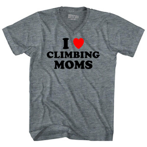 I Love Climbing Moms Tri-Blend V-neck Womens Junior Cut T-shirt - Athletic Grey I Love Climbing Moms Tri-Blend V-neck Womens Junior Cut T-shirt - Athletic Grey