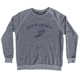 Notts County Running Track Winged Foot Adult Tri-Blend Sweatshirt - Athletic Grey