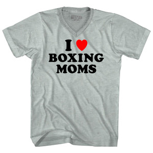I Love Boxing Moms Adult Tri-Blend V-neck T-shirt - Athletic Cool Grey I Love Boxing Moms Adult Tri-Blend V-neck T-shirt - Athletic Cool Grey