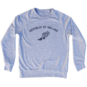 Republic of Ireland Running Track Winged Foot Adult Tri-Blend Sweatshirt - Grey Heather Republic of Ireland Running Track Winged Foot Adult Tri-Blend Sweatshirt - Grey Heather