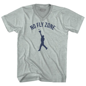 No Fly Zone Outfield Baseball Catch Adult Tri-Blend V-neck T-shirt - Athletic Cool Grey No Fly Zone Outfield Baseball Catch Adult Tri-Blend V-neck T-shirt - Athletic Cool Grey