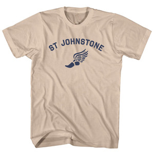 St Johnstone Running Track Winged Foot Adult Cotton T-shirt - Creme St Johnstone Running Track Winged Foot Adult Cotton T-shirt - Creme