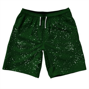 Super Fly Pattern Green Forest and White 10" Swim Shorts Made in USA - Green Forest and White