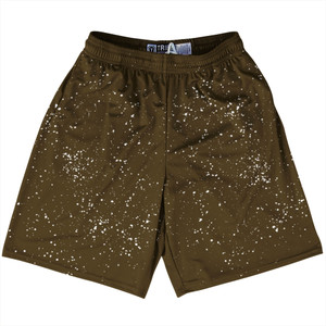 Super Fly Pattern Brown Dark and White Lacrosse Shorts Made In USA - Brown Dark and White