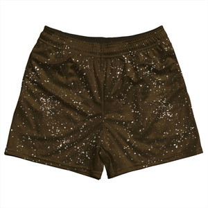 Super Fly Pattern Brown Dark and White Rugby Shorts Made In USA - Brown Dark and White