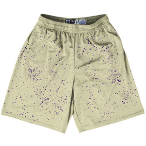 Super Fly Pattern Purple Medium and Vegas Gold Lacrosse Shorts Made In USA - Purple Medium and Vegas Gold