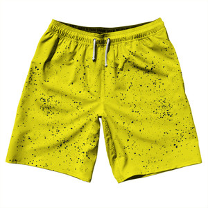 Super Fly Pattern Blue Navy and Yellow Bright 10" Swim Shorts Made in USA - Blue Navy and Yellow Bright