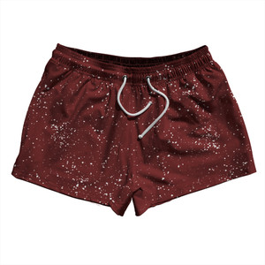 Super Fly Pattern Red Maroon and White 2.5" Swim Shorts Made in USA - Red Maroon and White