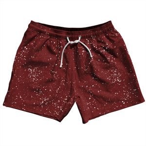 Super Fly Pattern Red Maroon and White 5" Swim Shorts Made in USA - Red Maroon and White