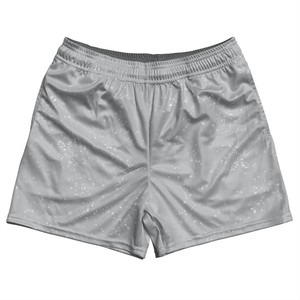 Super Fly Pattern Grey Medium and White Rugby Shorts Made In USA - Grey Medium and White