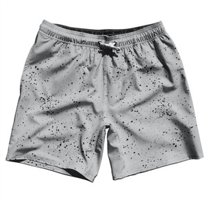 Super Fly Pattern Black and Grey Medium Swim Shorts 7" Made in USA - Black and Grey Medium