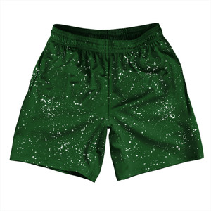 Super Fly Pattern Green Hunter and White Soccer Shorts Made In USA - Green Hunter and White