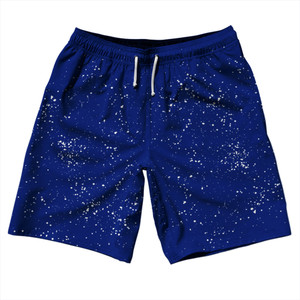 Super Fly Pattern Blue Royal and White 10" Swim Shorts Made in USA - Blue Royal and White