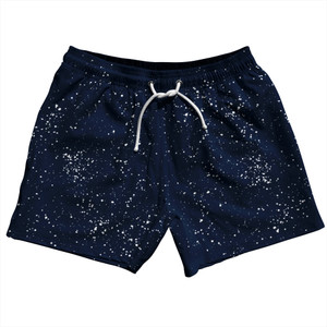 Super Fly Pattern Blue Navy and White 5" Swim Shorts Made in USA - Blue Navy and White