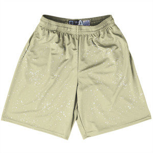 Super Fly Pattern Vegas Gold and White Lacrosse Shorts Made In USA - Vegas Gold and White