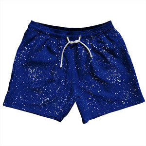Super Fly Pattern Blue Royal and White 5" Swim Shorts Made in USA - Blue Royal and White