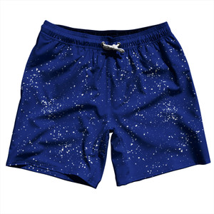 Super Fly Pattern Blue Royal and White Swim Shorts 7" Made in USA - Blue Royal and White