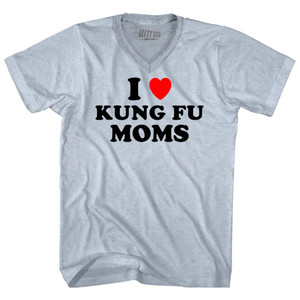 I Love Kung Fu Moms Adult Tri-Blend V-neck T-shirt - Athletic White I Love Kung Fu Moms Adult Tri-Blend V-neck T-shirt - Athletic White