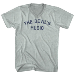 The Devil's Music Adult Tri-Blend V-neck T-shirt - Athletic Cool Grey The Devil's Music Adult Tri-Blend V-neck T-shirt - Athletic Cool Grey